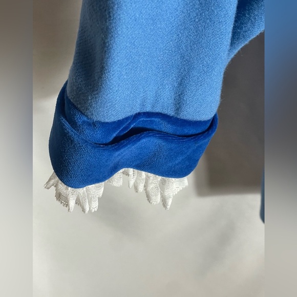 Vintage Ivana Wool Blazer Blue Velvet Trim Lace Cuff Size 18 Made in USA - Picture 4 of 9